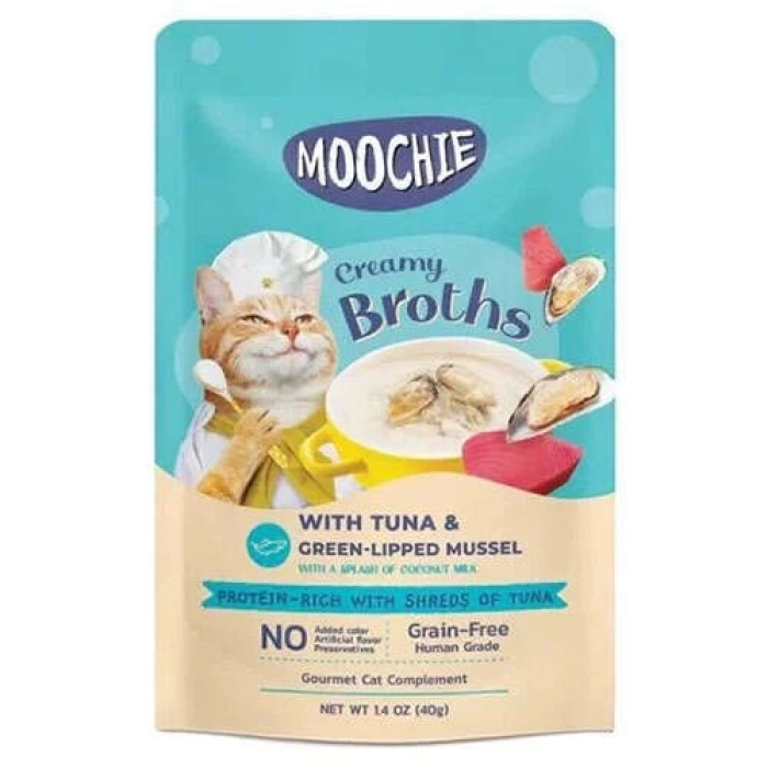 Moochie Ton Balıklı ve Midyeli Tahılsız Kedi Çorbası 40 Gr