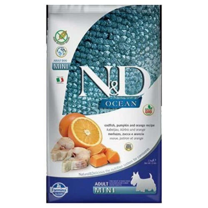 N&D Ocean Tahılsız Morina Balıklı ve Balkabaklı Küçük Irk Yetişkin Köpek Maması 2.5 Kg
