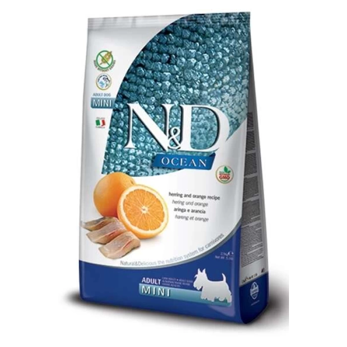N&D Ocean Tahılsız Morina Balıklı ve Portakallı Küçük Irk Yetişkin Köpek Maması 2.5 Kg