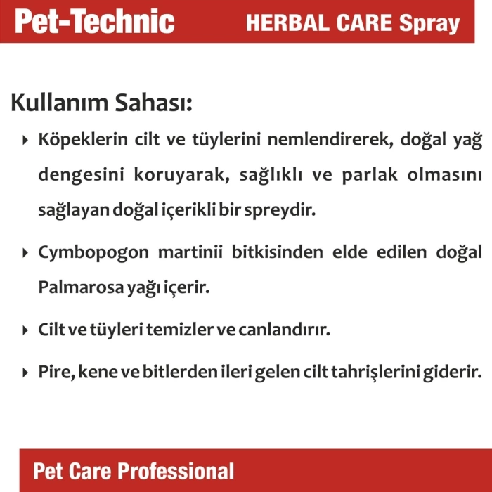 Pet Technic Herbal Care Köpek Cilt ve Tüy Bakım Spreyi