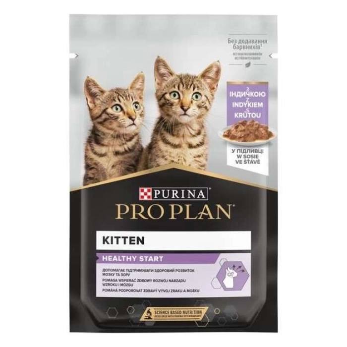 Pro Plan Pouch Kitten Sos İçinde Hindili Yavru Kedi Yaş Maması 85 Gr x 10 Adet