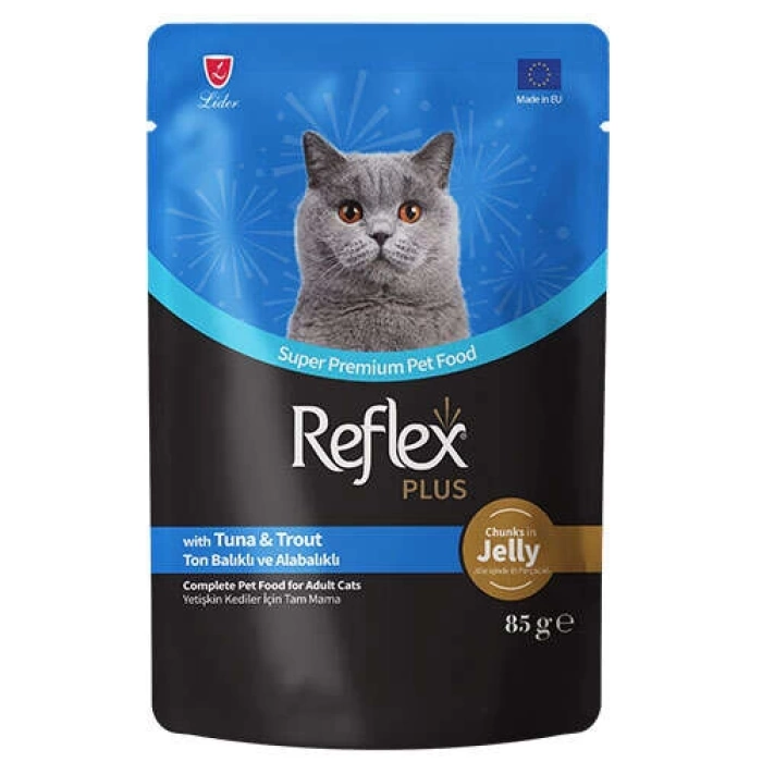 Reflex Plus Pouch Jelly Ton ve Alabalıklı Jöleli Kedi Yaş Maması 85 Gr