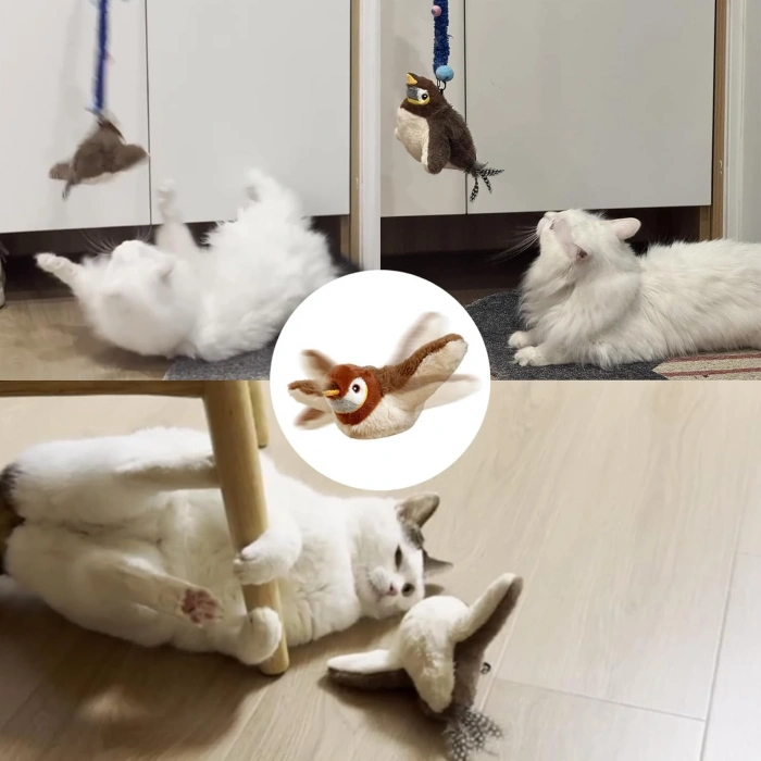 Şarjlı Sesli Uçan Kuş Kedi Oyuncağı