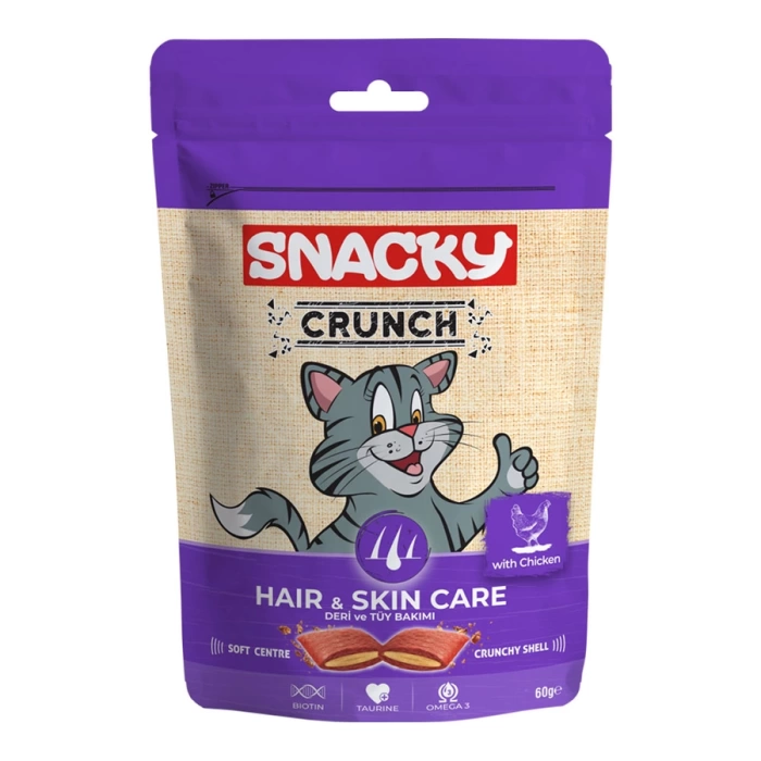 Snacky Crunch Hair Skin Deri ve Tüy Bakımı Tavuk Etli Kedi Ödülü 60 Gr