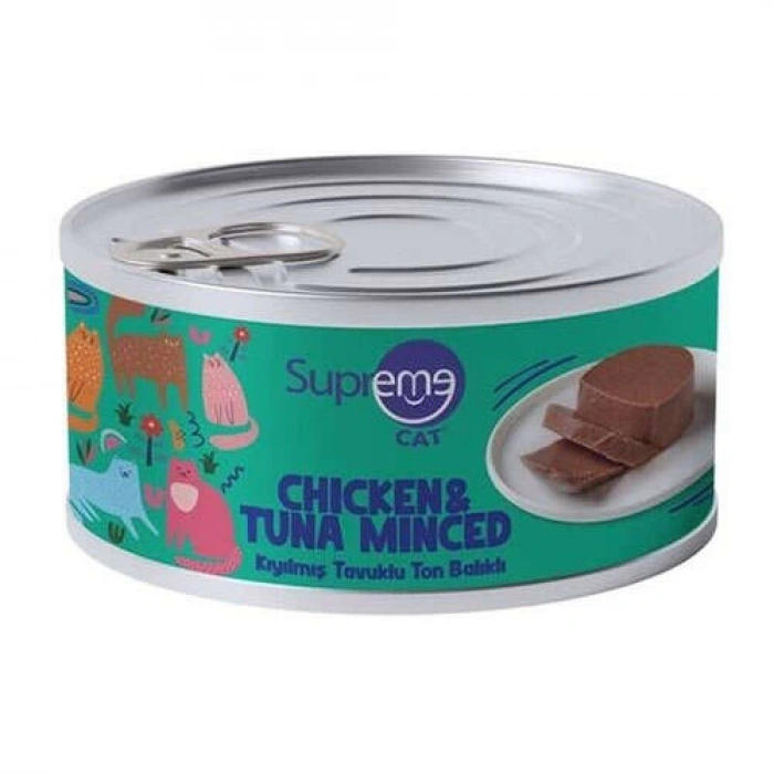 Supreme Tavuklu ve Ton Balıklı Kıyılmış Kedi Yaş Maması 85 Gr