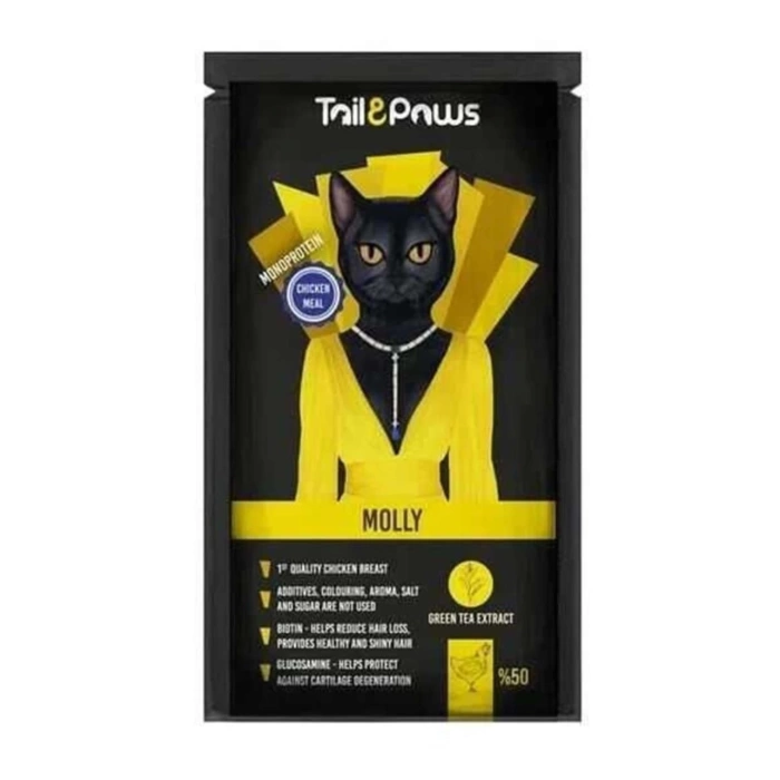 Tail Paws Pouch Molly Tavuklu Sıvı Ödül Kedi Maması 80 Gr