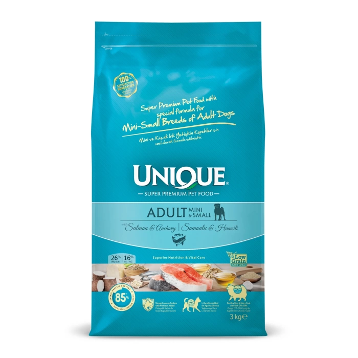 Unique Mini ve Küçük Irk Yetişkin Köpek Maması Somonlu 3 Kg