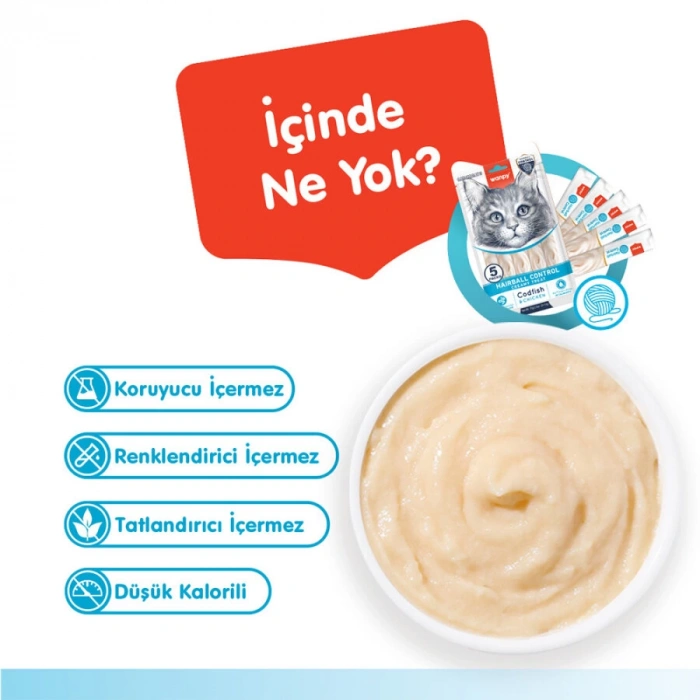 Wanpy Hairball Control Morinalı ve Tavuklu Tüy Yumağı Önleyici Krema Kedi Ödül Maması 14 Gr (5li)