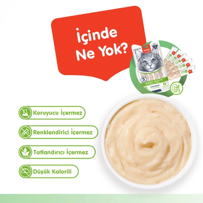 Wanpy Kidney Health Tavuklu ve Sebzeli Böbrek Sağlığı Desteği Krema Kedi Ödül Maması 14 Gr (5li)