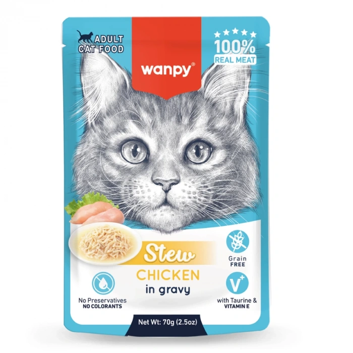 Wanpy Stew Sos İçinde Tavuklu Yetişkin Kedi Konservesi 70 gr