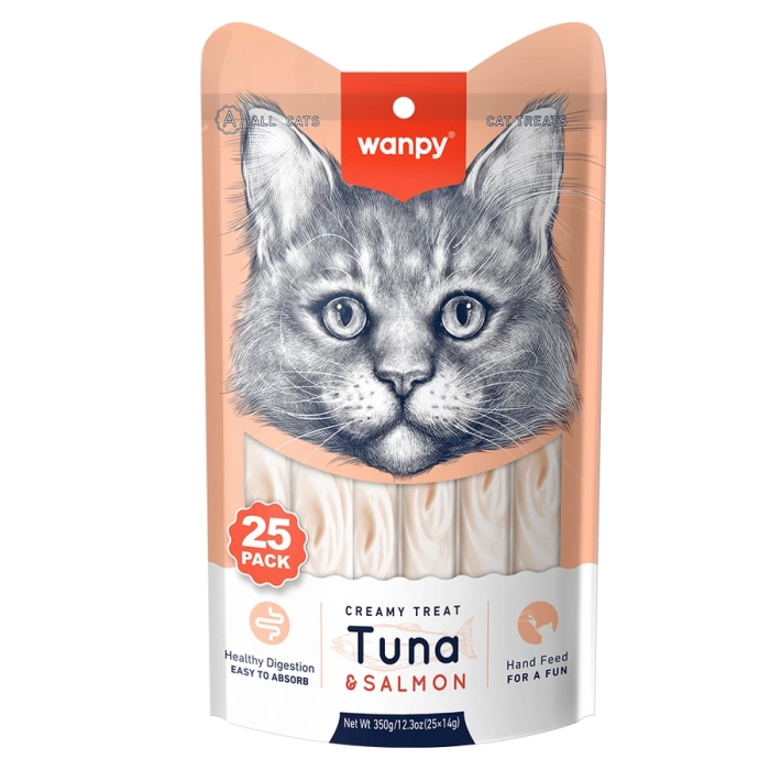 Wanpy Ton Balıklı Somonlu Krema Kedi Ödülü 14 gr x 25 Adet