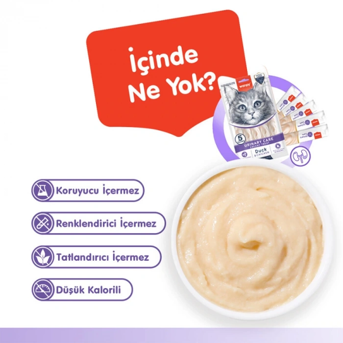 Wanpy Urinary Care Ördekli ve Tavuklu Üriner Sistem Desteği Krema Kedi Ödül Maması 14gr (5li)