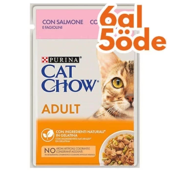 Cat Chow Pouch Somon ve Yeşil Fasülyeli Kedi Yaş Maması 85 Gr - 6 AL 5 ÖDE