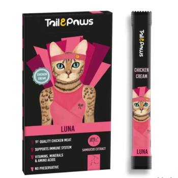 Tail & Paws Luna Tavuklu ve Multivitaminli Şekersiz Sıvı Kedi Ödül Maması 15 Gr (5li)