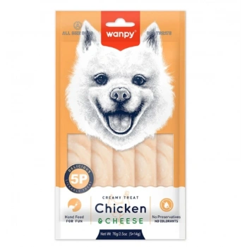 Wanpy Tavuklu Peynirli Sıvı Krema Köpek Ödülü 5x14 Gr