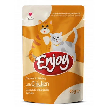 Enjoy Pouch Tavuk Etli Yaş Kedi Maması 85 Gr