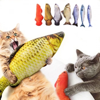 Balık Şekilli Catnipli Peluş Kedi Oyuncak 20 cm Kalın