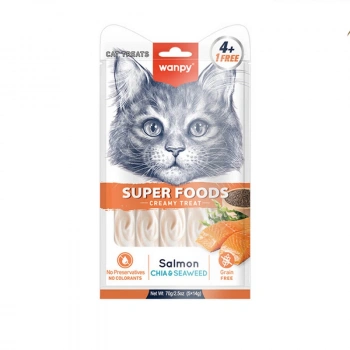 Wanpy Superfood Somonlu Chia ve Deniz Yosunlu Krema Kedi Ödülü 5x14 gr