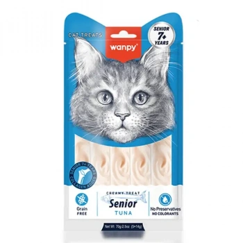 Wanpy Ton Balıklı 7+ Yaşlı Kediler İçin Krema Kedi Ödülü 5x14 gr
