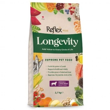 Reflex Plus Longevity Orta ve Büyük Irk Yetişkin Köpek Maması 2700 Gr