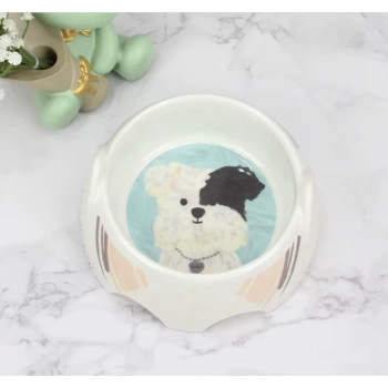 Bobo Melamin Kaymaz Taban Yüz Baskılı Köpek Mama Kabı 550 ml