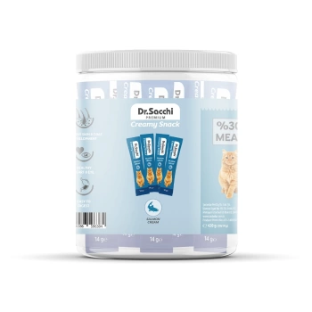 Dr.Sacchi Creamy Snack Somonlu Sıvı Kedi Ödülü 14 gr - 30Lu Kavanoz