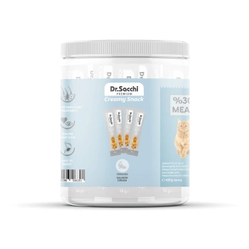 Dr.Sacchi Creamy Snack Sterilised Somonlu Sıvı Kedi Ödülü 14 gr - 30Lu Kavanoz