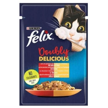 Felix Pouch Doubly Delicious Sığır Etli ve Tavuklu Yaş Kedi Maması 85 Gr