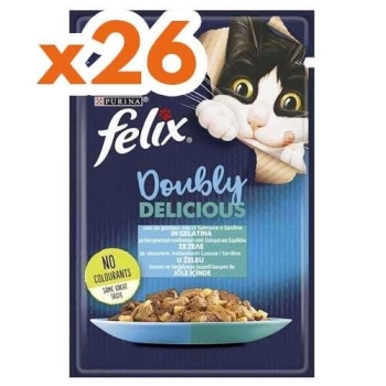 Felix Pouch Doubly Delicious Somon ve Sardalyalı Yaş Kedi Maması 85 Gr - 26 AL 24 ÖDE