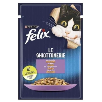 Felix Pouch Le Ghiottonerie Kuzu Etli Yaş Kedi Maması 85 Gr