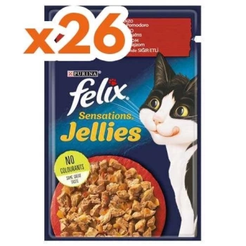 Felix Pouch Sensations Jellies Sığır Etli ve Domatesli Yaş Kedi Maması 85 Gr - 26 AL 24 ÖDE