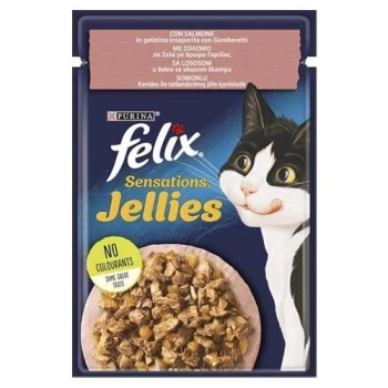 Felix Pouch Sensations Jellies Somon ve Karidesli Yaş Kedi Maması 85 Gr