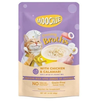 Moochie Tavuk Etli ve Kalamarlı Tahılsız Kedi Çorbası 40 Gr