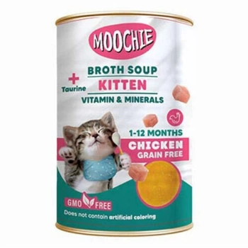 Moochie Kitten Et Suyu İçerisinde Tavuklu Tahılsız Yavru Kedi Çorbası 135 ML