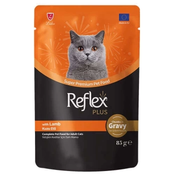 Reflex Plus Pouch Gravy Kuzu Etli Soslu Kedi Yaş Maması 85 Gr