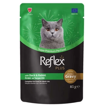 Reflex Plus Pouch Gravy Ördek ve Tavşan Soslu Kedi Yaş Maması 85 Gr