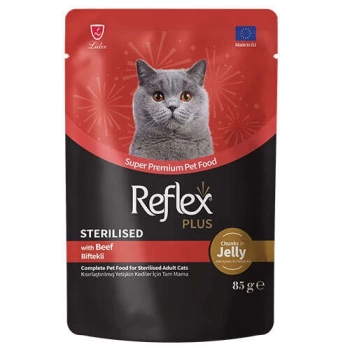 Reflex Plus Sterilised Pouch Jelly Biftekli Kısırlaştırılmış Kedi Yaş Maması 85 Gr