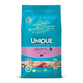 Unique Mini ve Küçük Irk Yetişkin Köpek Maması Kuzu Etli 3 Kg