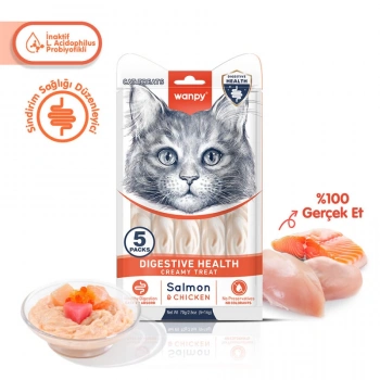 Wanpy Digestive Health Somonlu ve Tavuklu Sindirim Desteği Krema Kedi Ödül Maması 14 Gr (5li)