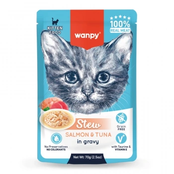 Wanpy Stew Sos İçinde Somon ve Ton Balıklı Yavru Kedi Konservesi 70 gr