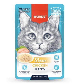 Wanpy Stew Sos İçinde Tavuklu Yetişkin Kedi Konservesi 70 gr