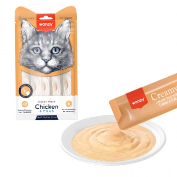Wanpy Tavuklu Yengeçli Kremalı Sıvı Kedi Ödülü 5x14 Gr