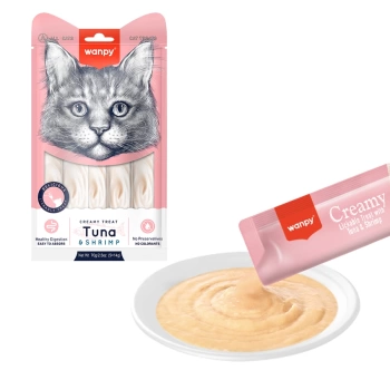 Wanpy Ton Balıklı Karidesli Krema Sıvı Kedi Ödülü 5x14 Gr