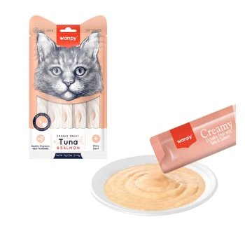 Wanpy Ton Balıklı Somonlu Krema Sıvı Kedi Ödülü 5x14 Gr