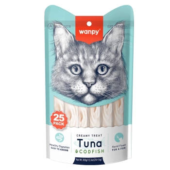 Wanpy Ton ve Morina Balıklı Krema Kedi Ödülü 14 gr x 25 Adet