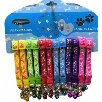 Zilli Kedi ve Küçük Irk Boyun Tasması 6 Karışık Renk - 12li Set