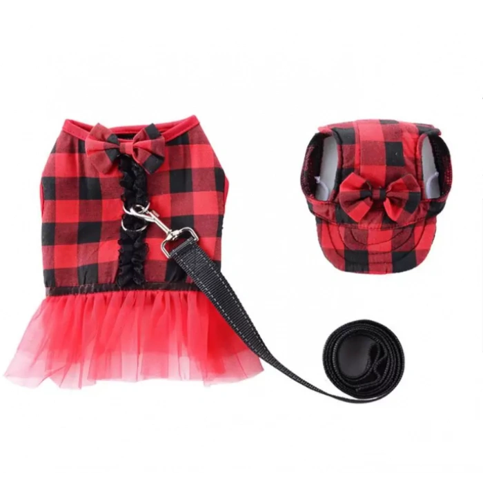 Köpek Yelek Gezdirme Elbisesi + Şapka Medium