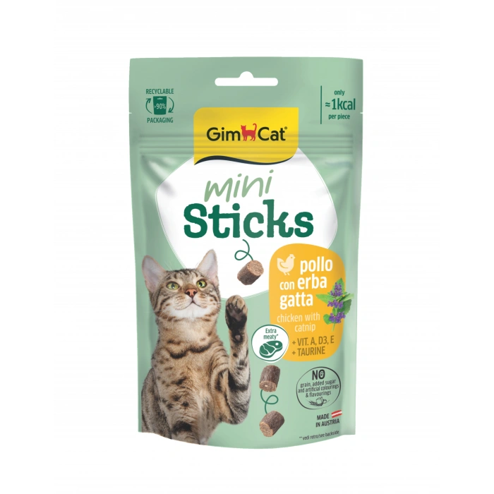 Gimcat Mini Sticks Kedi Otlu ve Tavuklu Ödül Çubukları 50 Gr