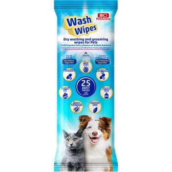 Bio Pet Active Wash Wipes Kuru Yıkama Bakım Havlusu (25 Adet)