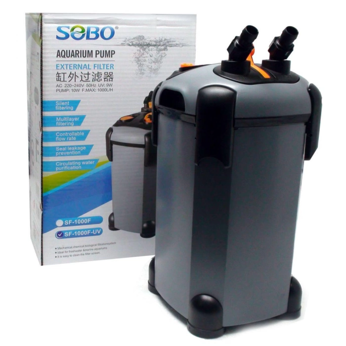 Sobo Akvaryum Dış Filtre+UV Işık 10W. 1000 Lt/Saat SF-1000F-UV